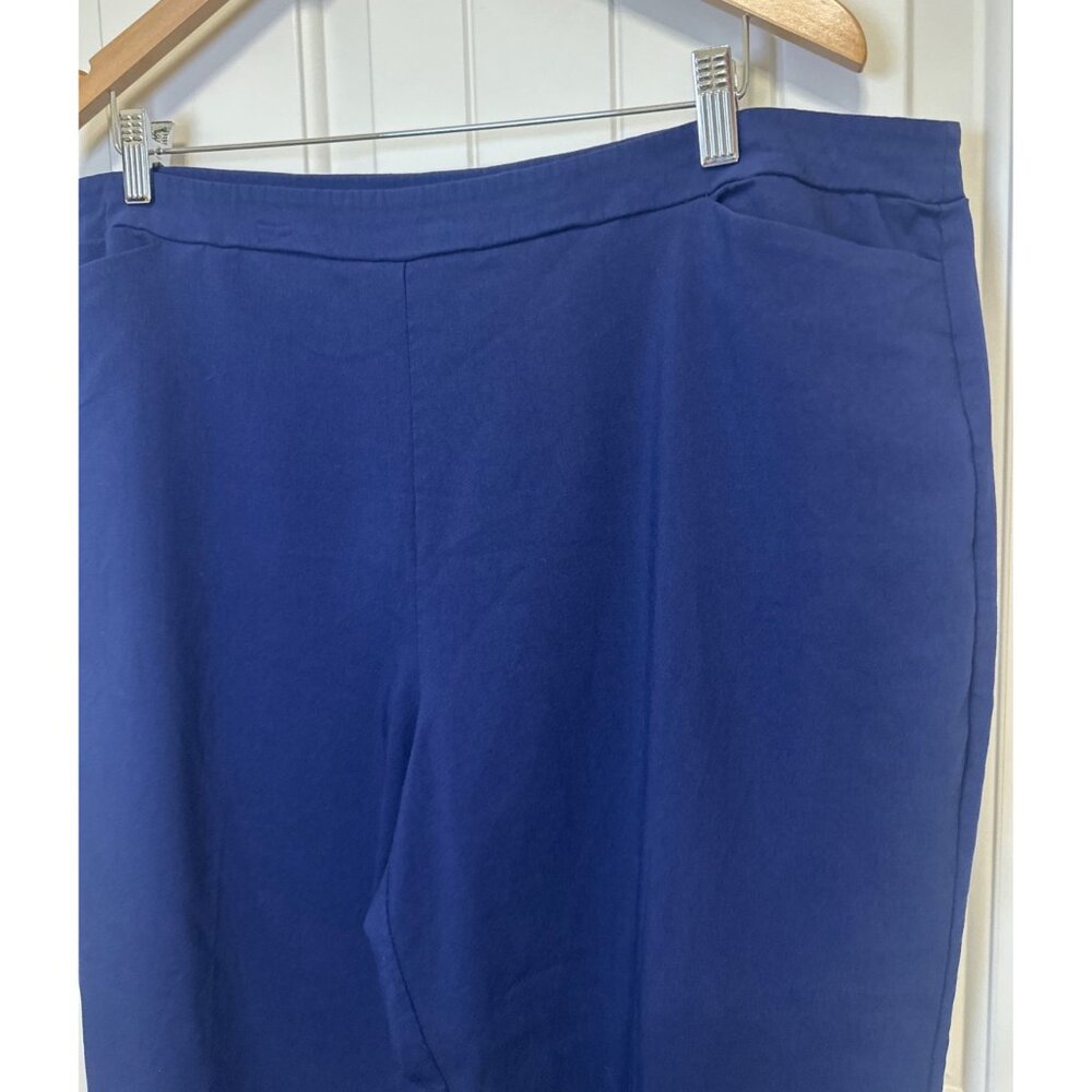 Susan Graver Pants Navy Blue Liquid Knit Pull On Stretch Straight Leg, XL - Picture 2 of 10